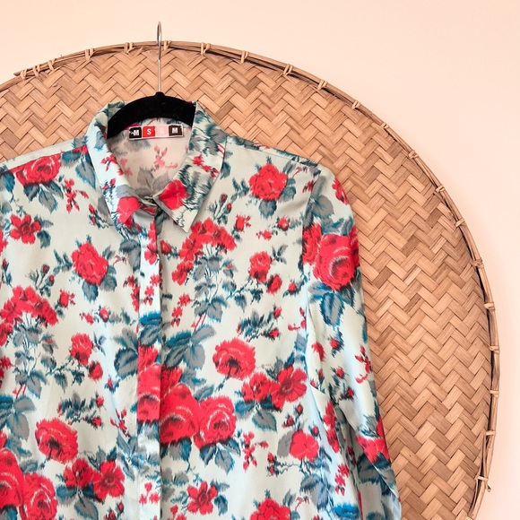 MSGM 100%‎ SILK GORGEOUS FLORAL BUTTON UP BLOUSE - MADE IN ITALY - Picture 7 of 14